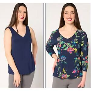 QVC Attitudes by Renee Como Jersey Two Pack Tops Size XSmall